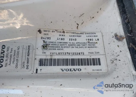 1995 Volvo 850 Glt из США, поврежденный, VIN YV1LS5537S1252875